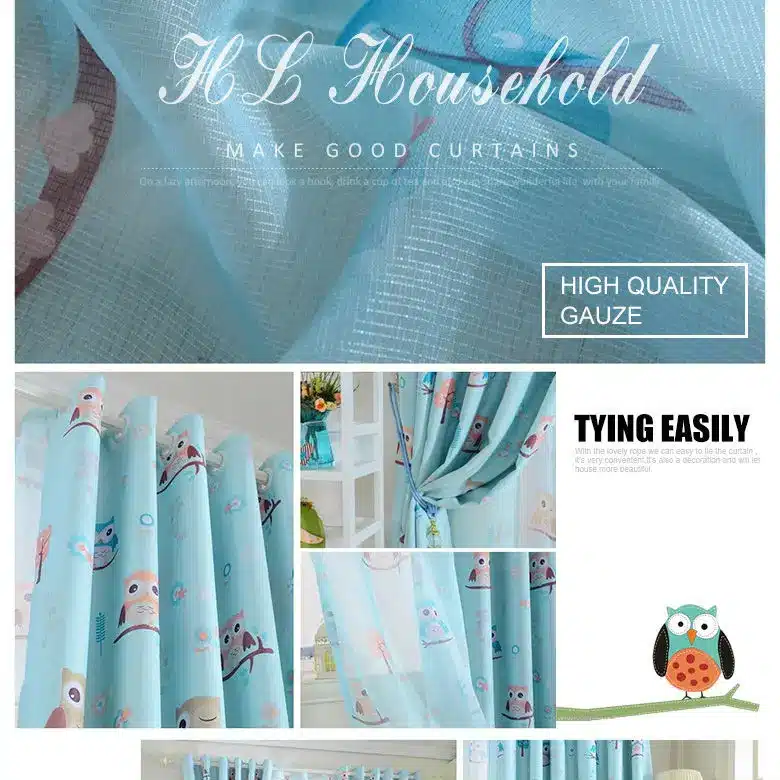 Top Finel Cartoon Bird Pattern Finished Blackout Curtains for Kids Children Living Room the Bedroom Window Curtain Panel Drapes 18
