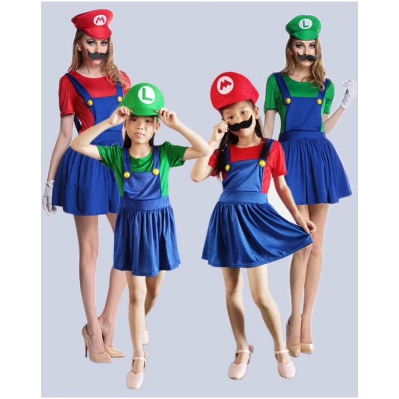 Super Luigi ja Super Mario kostüümid naistele ja tüdrukutele
