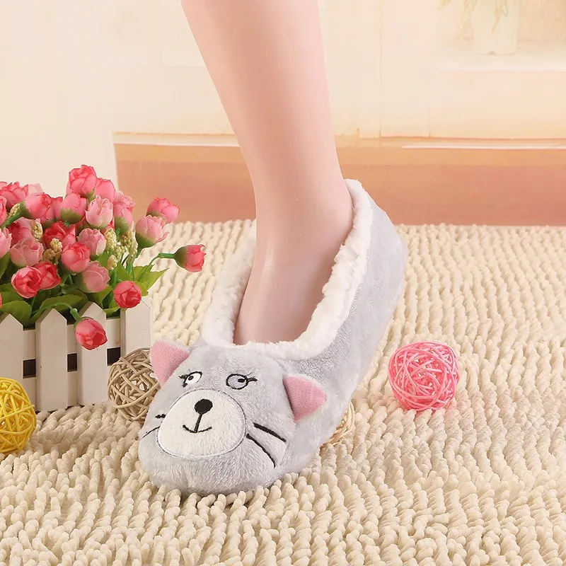 2017 New Warm Flats Soft Sole Women Indoor Floor Slippers/Shoes Animal Shape White Gray Cows Pink Flannel Home Slippers 6 Color 28