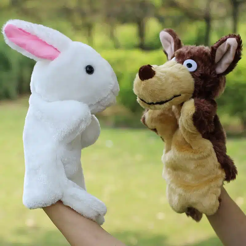 Animal Plush Hand Puppet Doll Toys Pig Cat Owl Monkey Dog Rabbit Shark Bear Puppet Kids Soft Kukla Toys Marionnette 7