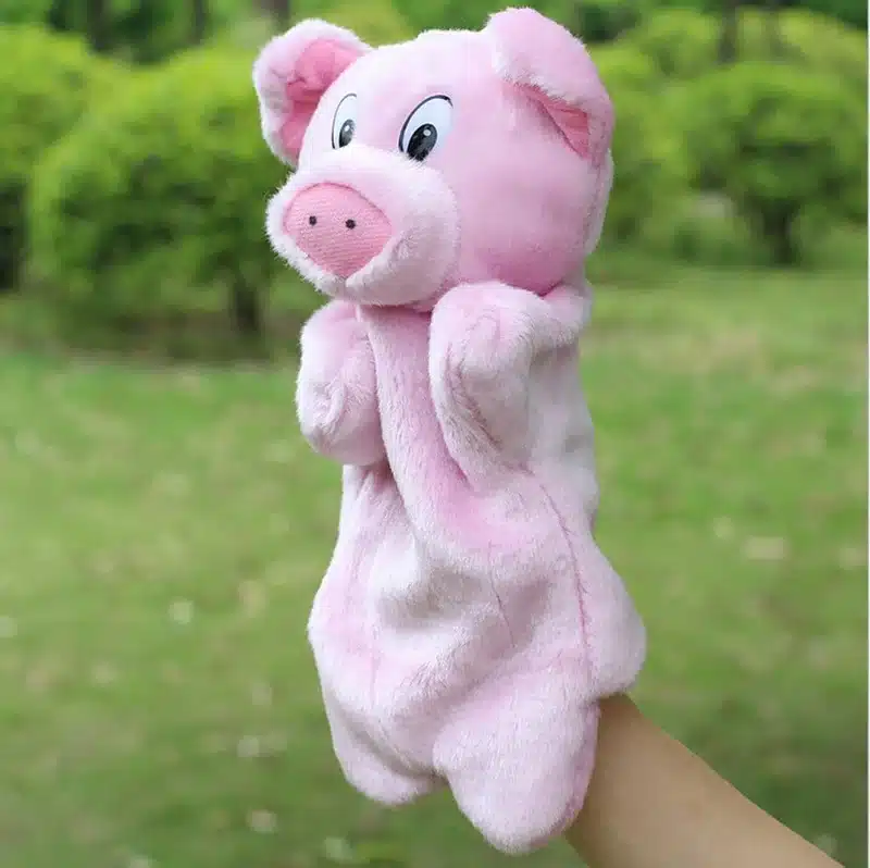 Animal Plush Hand Puppet Doll Toys Pig Cat Owl Monkey Dog Rabbit Shark Bear Puppet Kids Soft Kukla Toys Marionnette 9