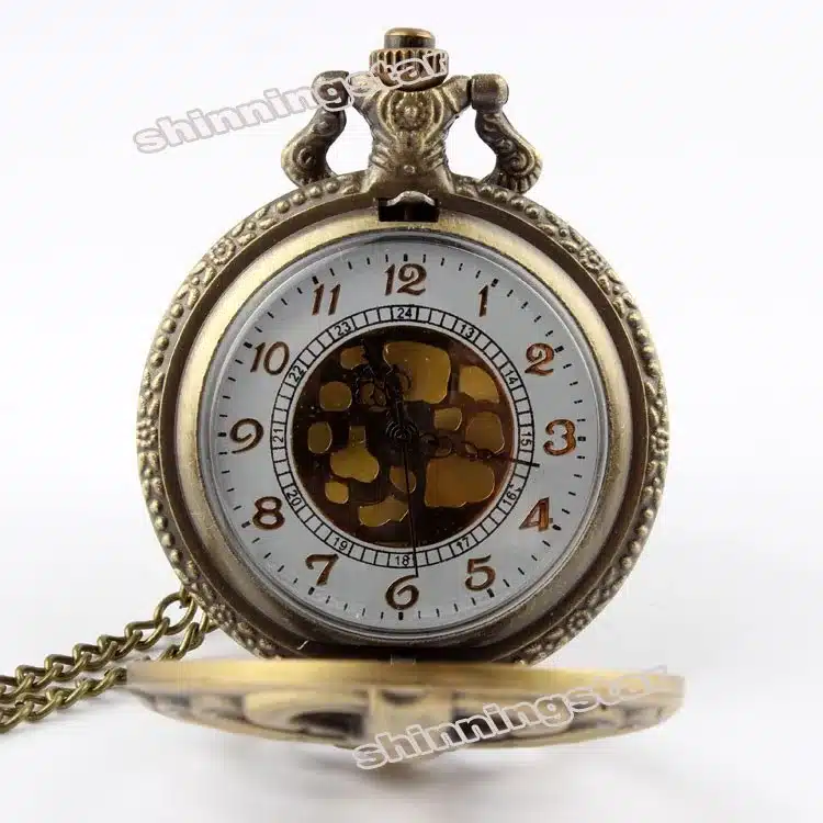 Retro Steampunk Bronze Spine Ribs Hollow Quartz Pocket Watch Necklace Pendant sweater chain Women Gift P105 11