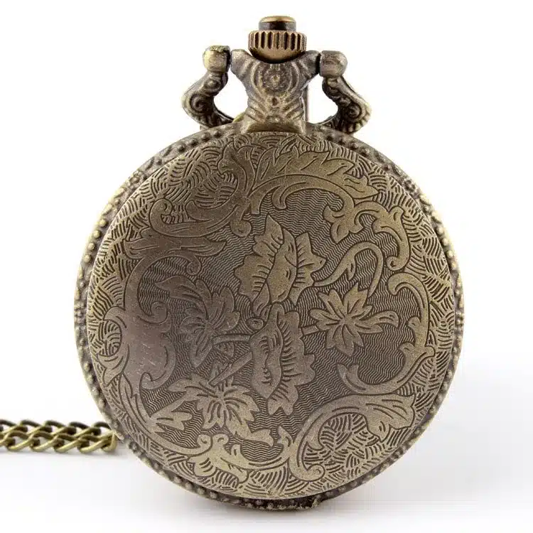 Retro Steampunk Bronze Spine Ribs Hollow Quartz Pocket Watch Necklace Pendant sweater chain Women Gift P105 15