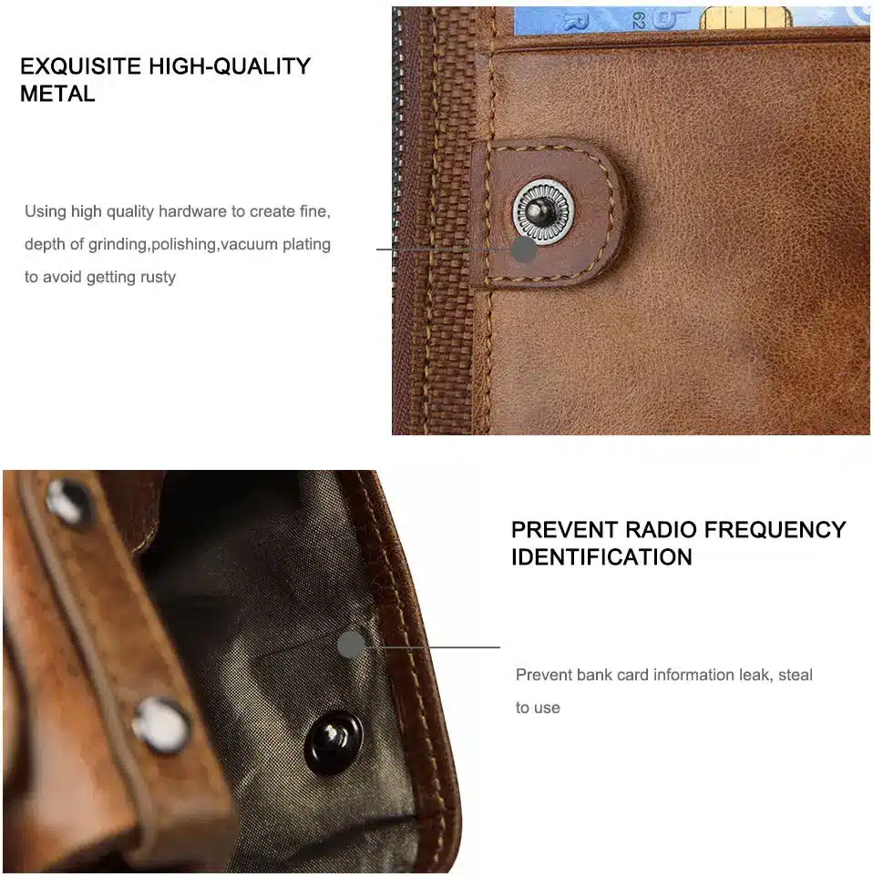 Hot!! Crazy Horse Genuine Leather Men Wallets Credit Business Card Holders Double Zipper Cowhide Leather Wallet Purse Carteira 16