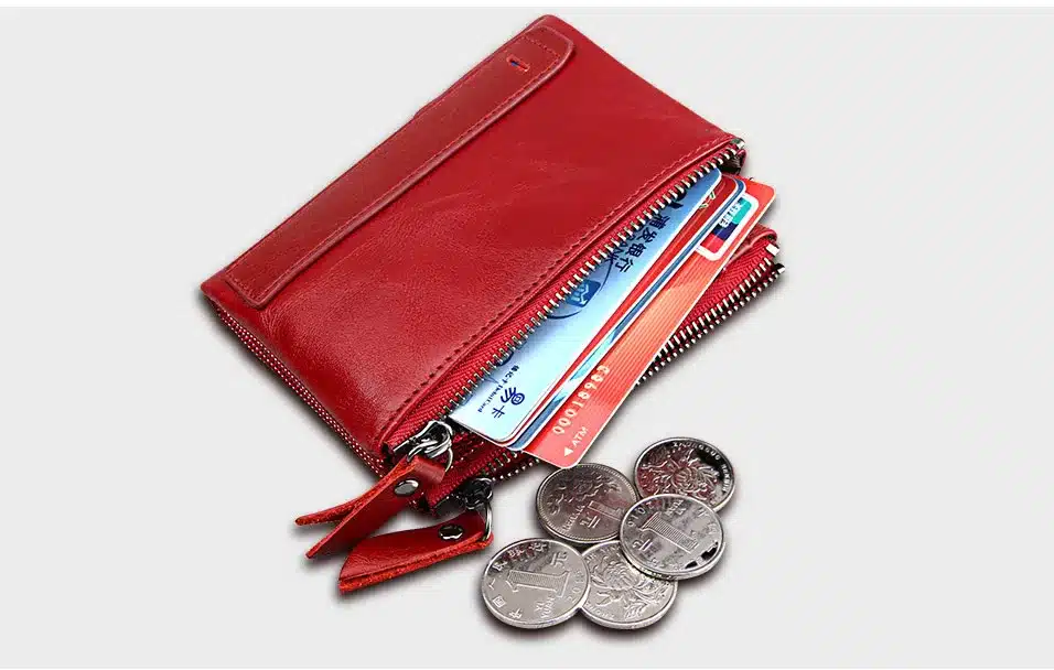Hot!! Crazy Horse Genuine Leather Men Wallets Credit Business Card Holders Double Zipper Cowhide Leather Wallet Purse Carteira 27