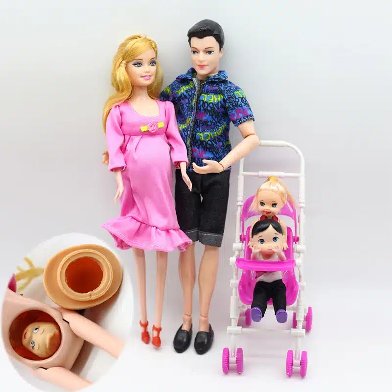 4Pcs/Set Happy Family Dolls Pregnant Babyborn Ken Prince & Wife Babyborn Stroller For Dolls Doll Child Toys Carriages For Dolls 10