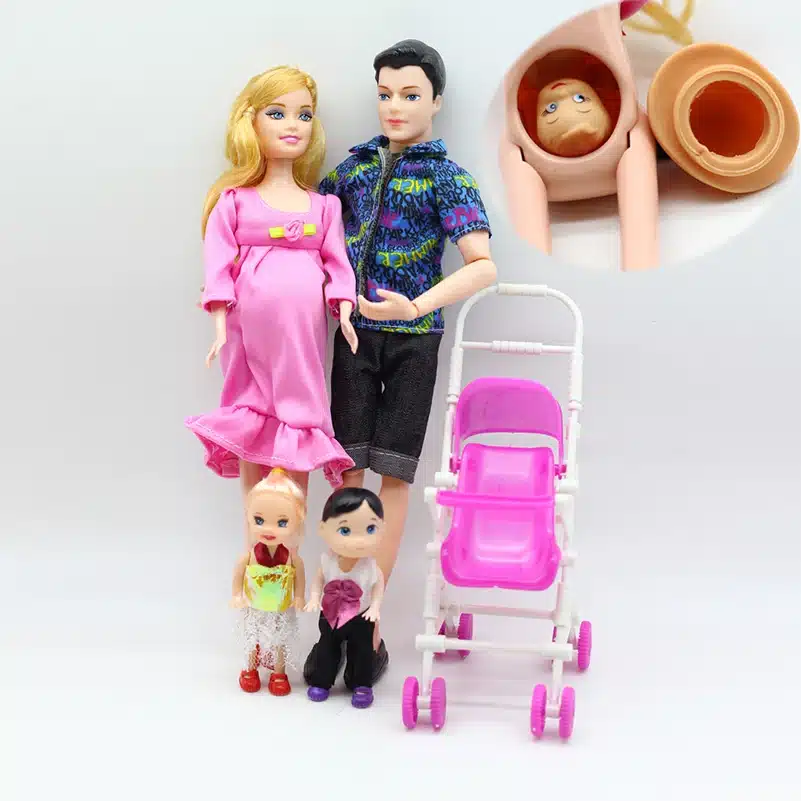 4Pcs/Set Happy Family Dolls Pregnant Babyborn Ken Prince & Wife Babyborn Stroller For Dolls Doll Child Toys Carriages For Dolls 16