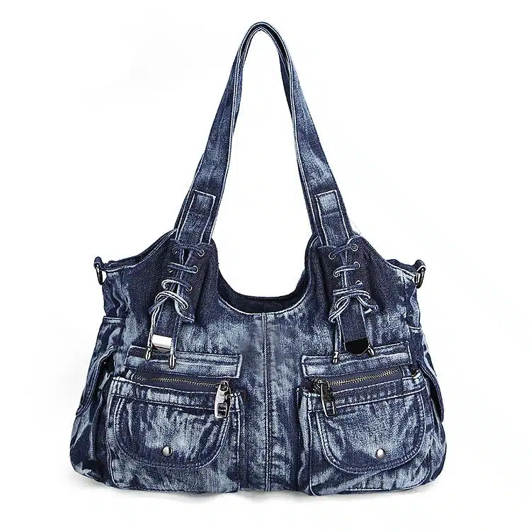 iPinee Fashion Women Bag Vintage Casual Denim Handbag Lady Large Capacity Jeans Tote Weave tape Creative Shoulder Messenger Bag 18