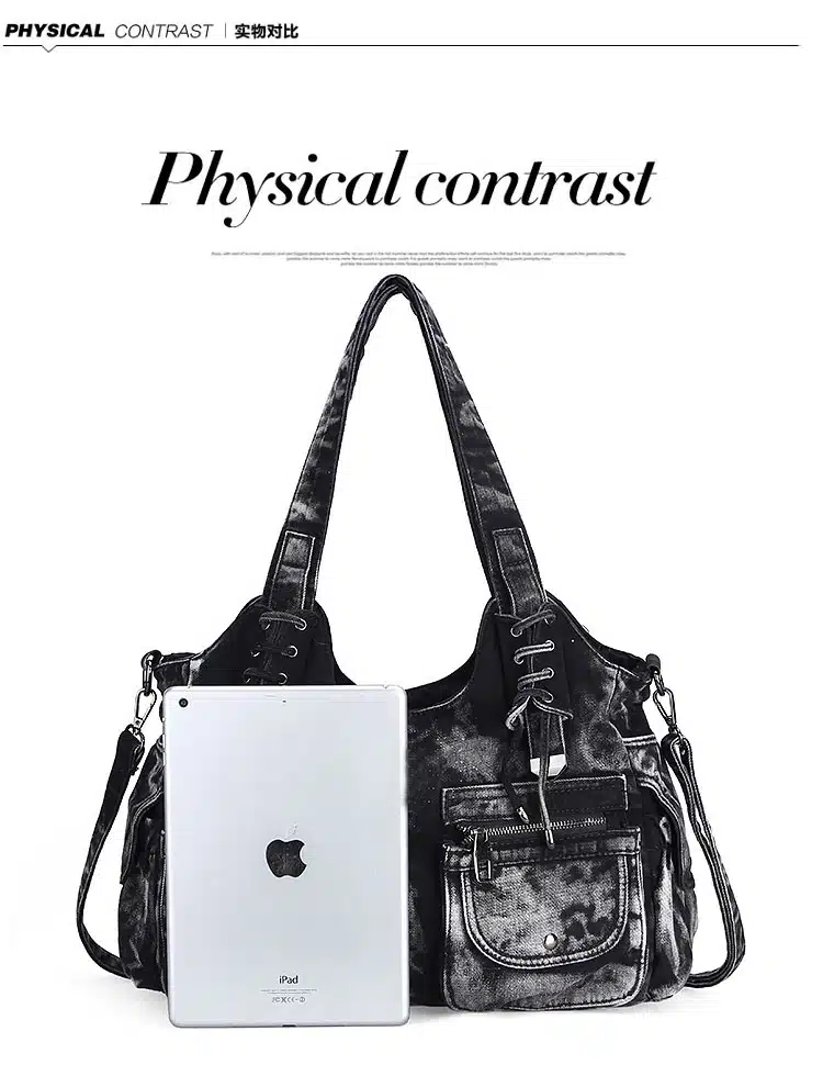 iPinee Fashion Women Bag Vintage Casual Denim Handbag Lady Large Capacity Jeans Tote Weave tape Creative Shoulder Messenger Bag 21
