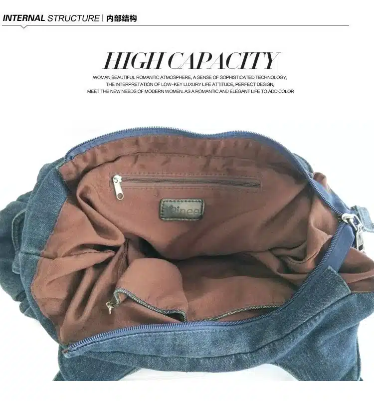 iPinee Fashion Women Bag Vintage Casual Denim Handbag Lady Large Capacity Jeans Tote Weave tape Creative Shoulder Messenger Bag 24