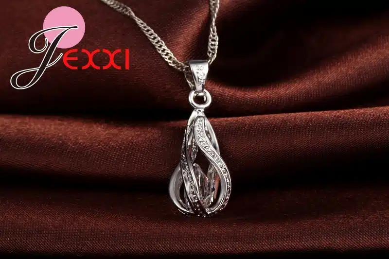JEXXI 2017 New Water Drop CZ Jewelry Sets 925 Sterling Silver Necklace&Earrings Wedding Jewelry For Women Wedding Party Sets 5