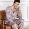 Luksuslikud siidist meeste ööriided, 100% Mulberry siidist pidžaamad, klassikaline ja stiilne disain, mis pakub nahale pehmust ja jahedustunnet, ideaalne kevadeks ja suveks.