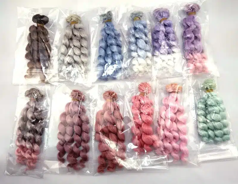 1 piece 15cm x 100cm brunette blonde coffee black brown natural color curly doll wigs hair for 1/3 1/4 1/6 BJD SD diy 7