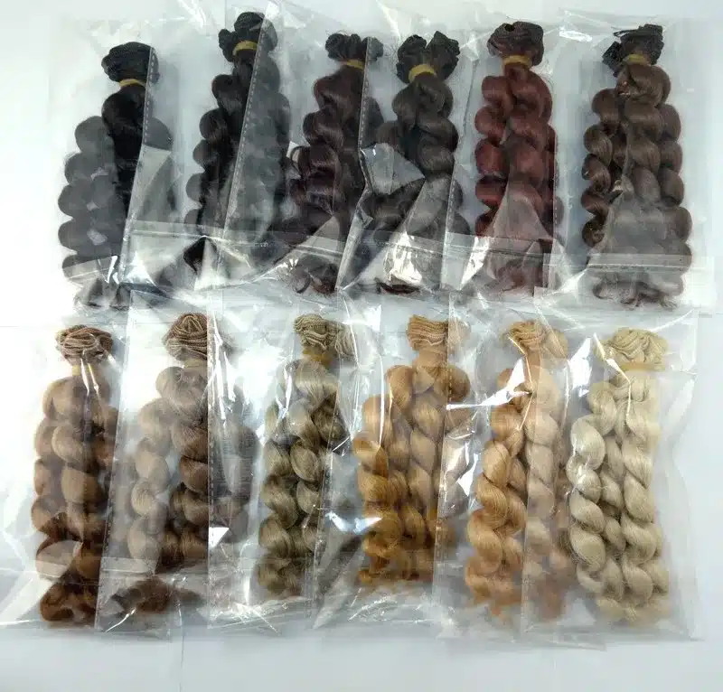 1 piece 15cm x 100cm brunette blonde coffee black brown natural color curly doll wigs hair for 1/3 1/4 1/6 BJD SD diy 8