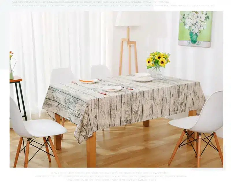 GIANTEX Wood Grain Pattern Decorative Table Cloth Cotton Linen Tablecloth Dining Table Cover For Kitchen Home Decor U1098 6