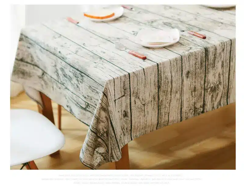 GIANTEX Wood Grain Pattern Decorative Table Cloth Cotton Linen Tablecloth Dining Table Cover For Kitchen Home Decor U1098 7