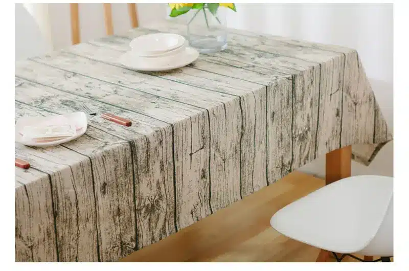 GIANTEX Wood Grain Pattern Decorative Table Cloth Cotton Linen Tablecloth Dining Table Cover For Kitchen Home Decor U1098 8
