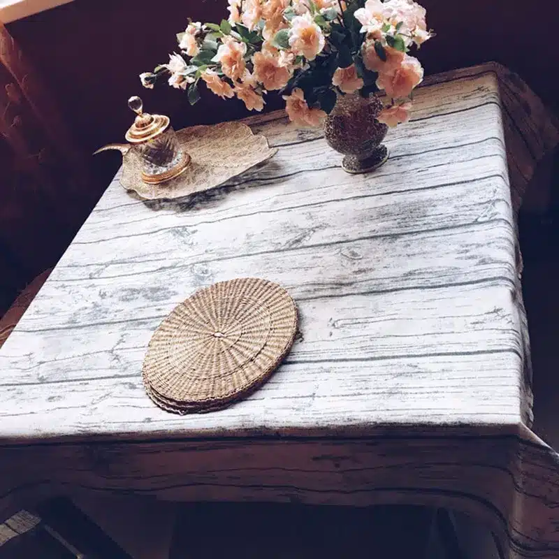 GIANTEX Wood Grain Pattern Decorative Table Cloth Cotton Linen Tablecloth Dining Table Cover For Kitchen Home Decor U1098 9