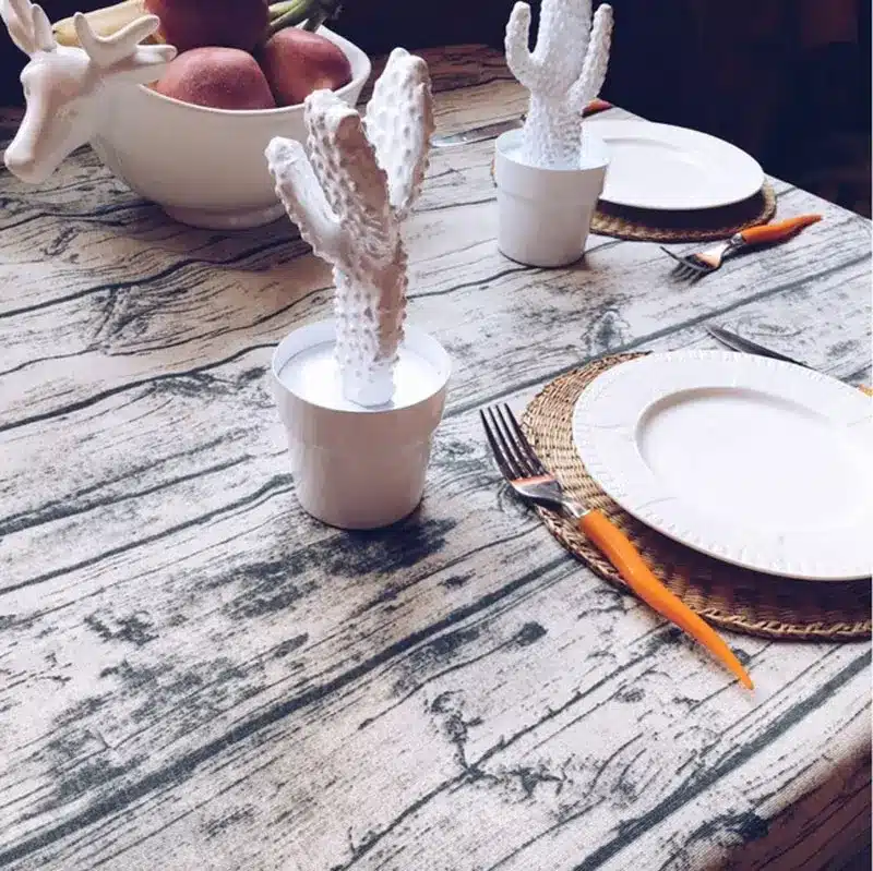 GIANTEX Wood Grain Pattern Decorative Table Cloth Cotton Linen Tablecloth Dining Table Cover For Kitchen Home Decor U1098 14