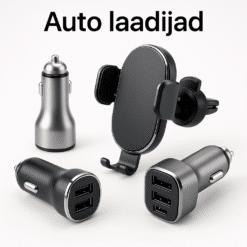 Erinevad auto laadijad valgel taustal