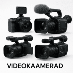 Erinevad videokaamerad valgel taustal