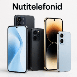 Erinevad nutitelefonid valgel taustal