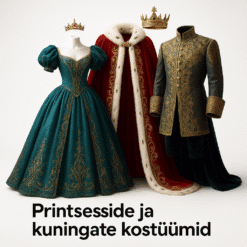 Printsesside ja kuningate kostüümid läikivate kangaste ja tikanditega