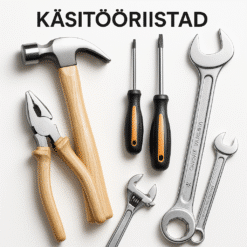 Erinevad käsitööriistad nagu haamrid, kruvikeerajad, tangid ja võtmed