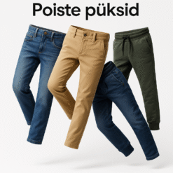 Erinevad poiste püksid erinevates värvides ja stiilides
