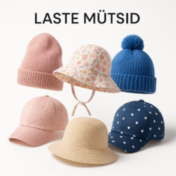 Erinevat värvi ja stiiliga laste mütsid