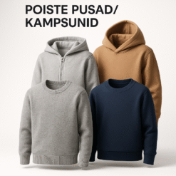 Erinevates suurustes ja värvitoonides poiste pusad ja kampsunid