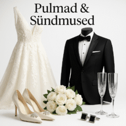 Elegantne pulmakleit ja pidulikud aksessuaarid